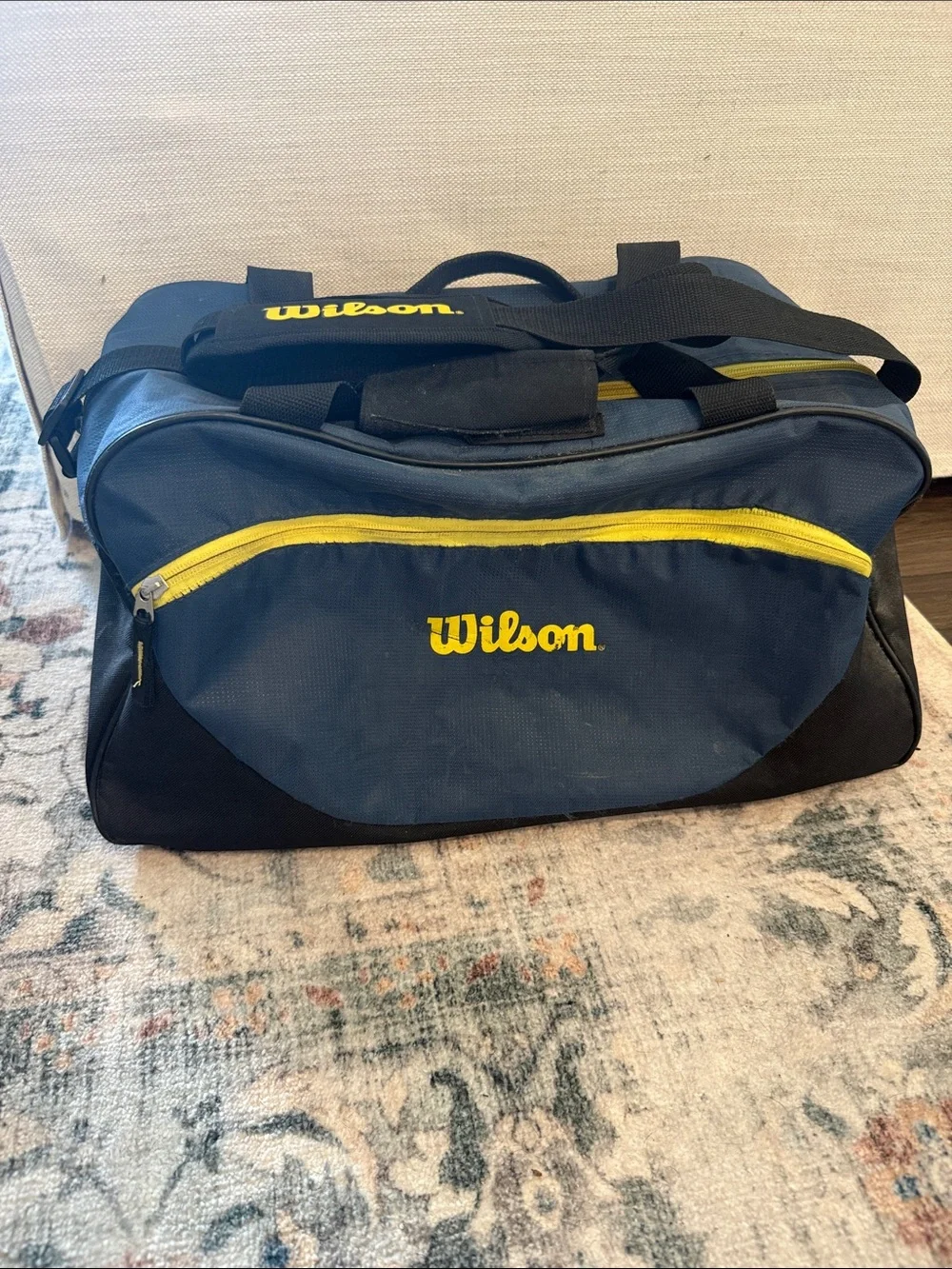 Wilson Navy and Yellow Duffel Bag with Front Zip Pocket